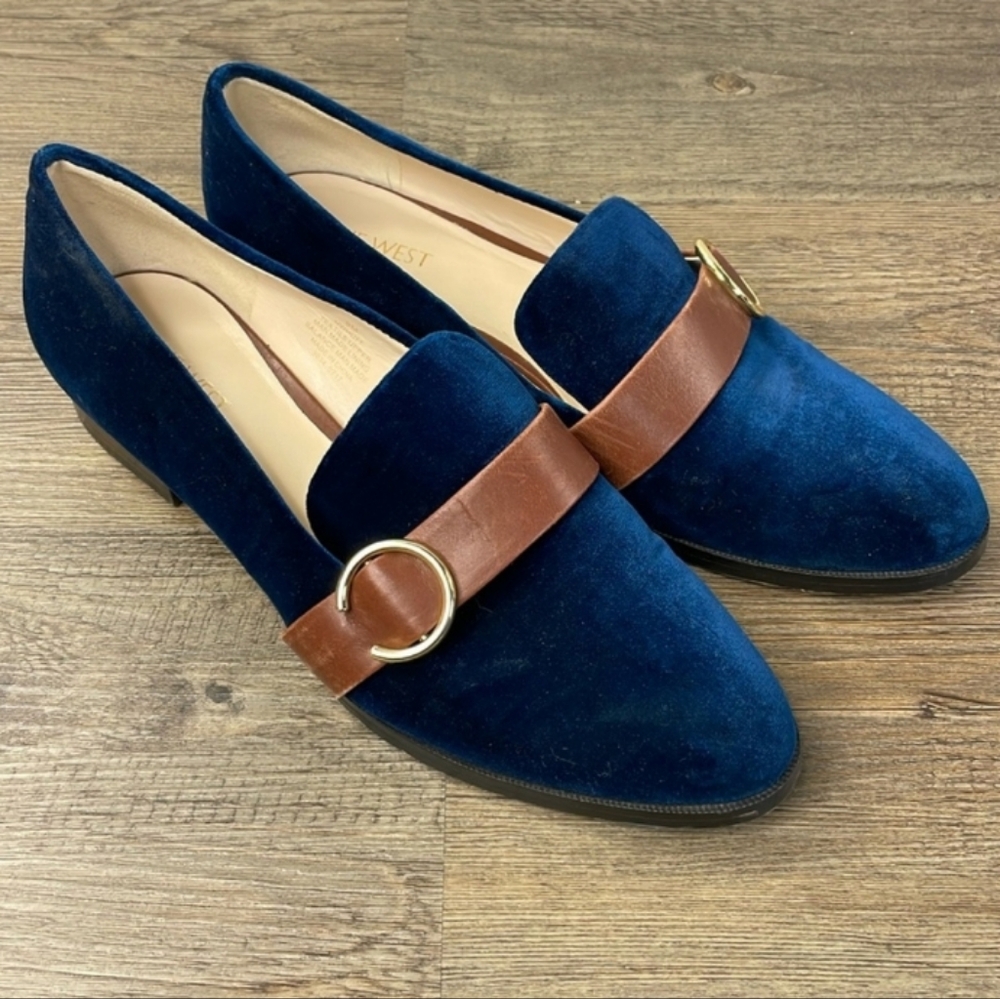 Nine West Women's Navy and Brown Huff Loafer Flats.  Sz 9